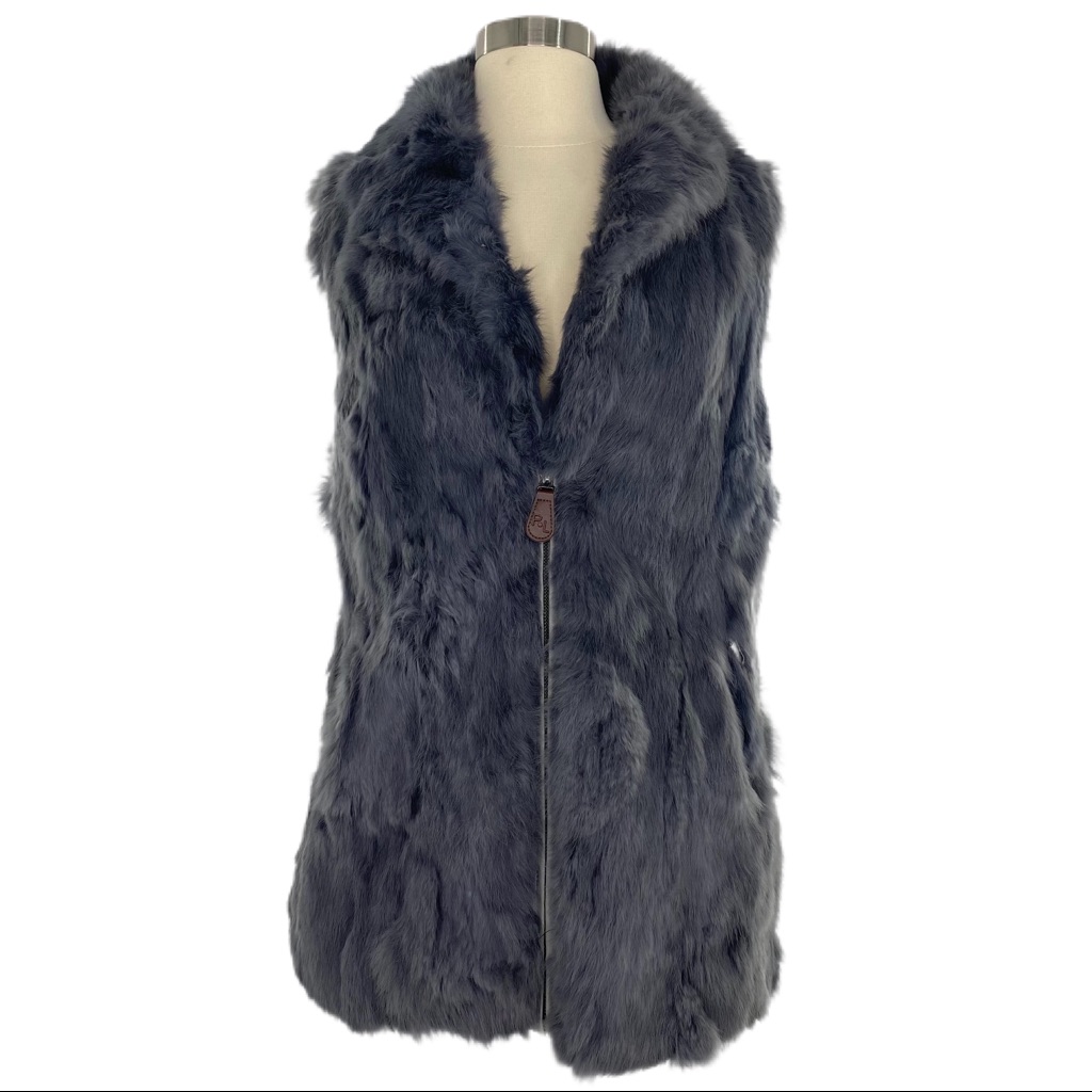 Patrizia Luca Milano Grey 100% Rabbit Fur Zip Vest